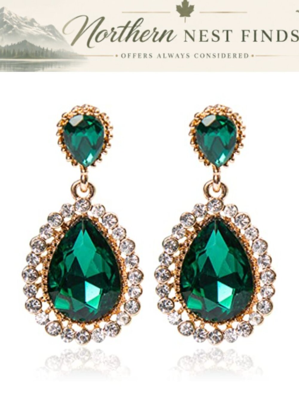 Crystal Teardrop Dangle Earrings for Women Rhinestone Party Wedding Jewelry